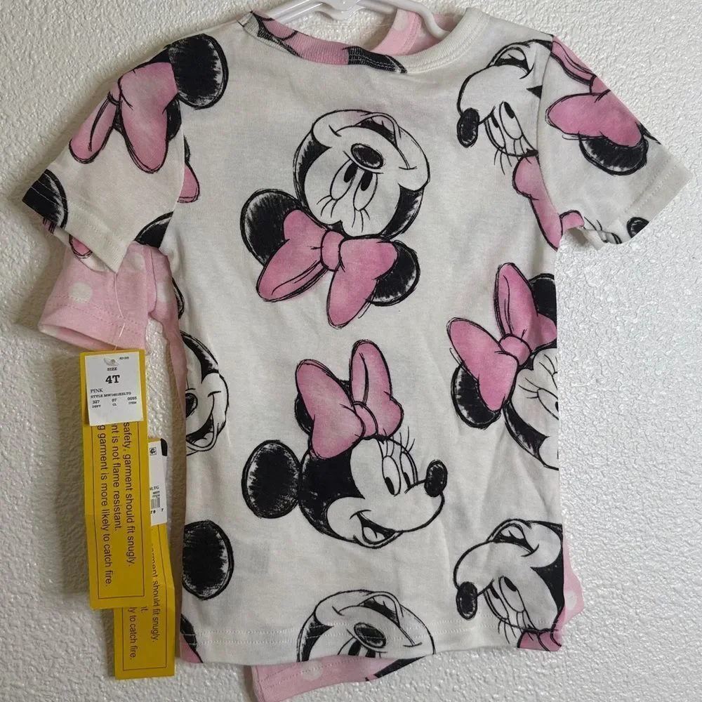(2) Disney Junior Minnie Pink Shirts- PJs- 4T